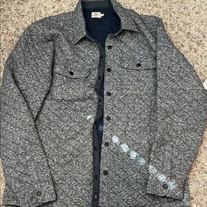 Faherty Men's Black and Gray Quilted Shirt Jacket